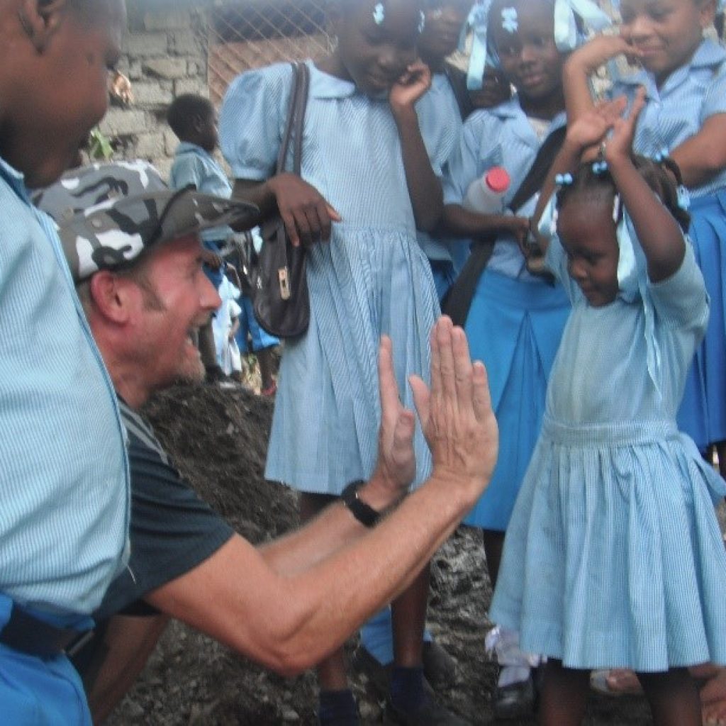 Ed hanging out with the Haitian kids.